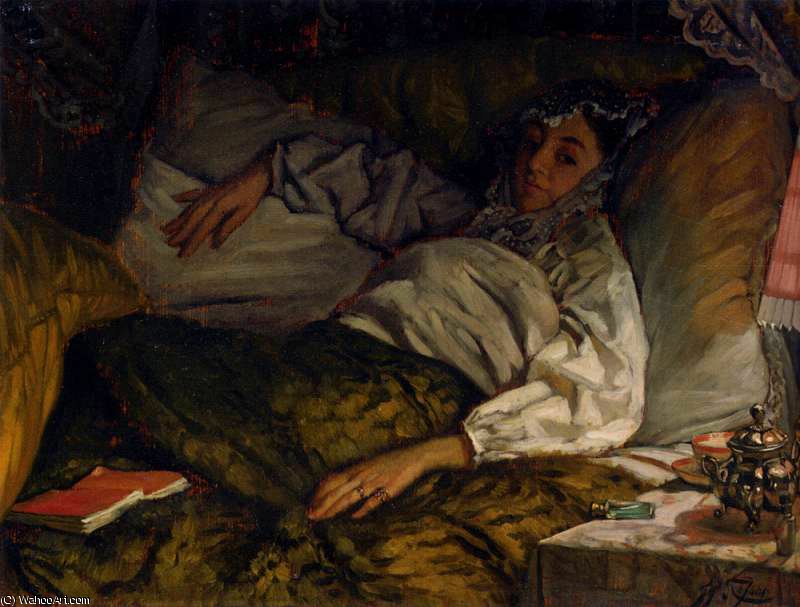 Wikioo.org - The Encyclopedia of Fine Arts - Painting, Artwork by James Jacques Joseph Tissot - TA Reclining Lady