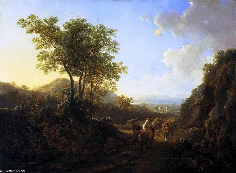 WikiOO.org - Güzel Sanatlar Ansiklopedisi - Resim, Resimler Jan Both - Landscape with travelers