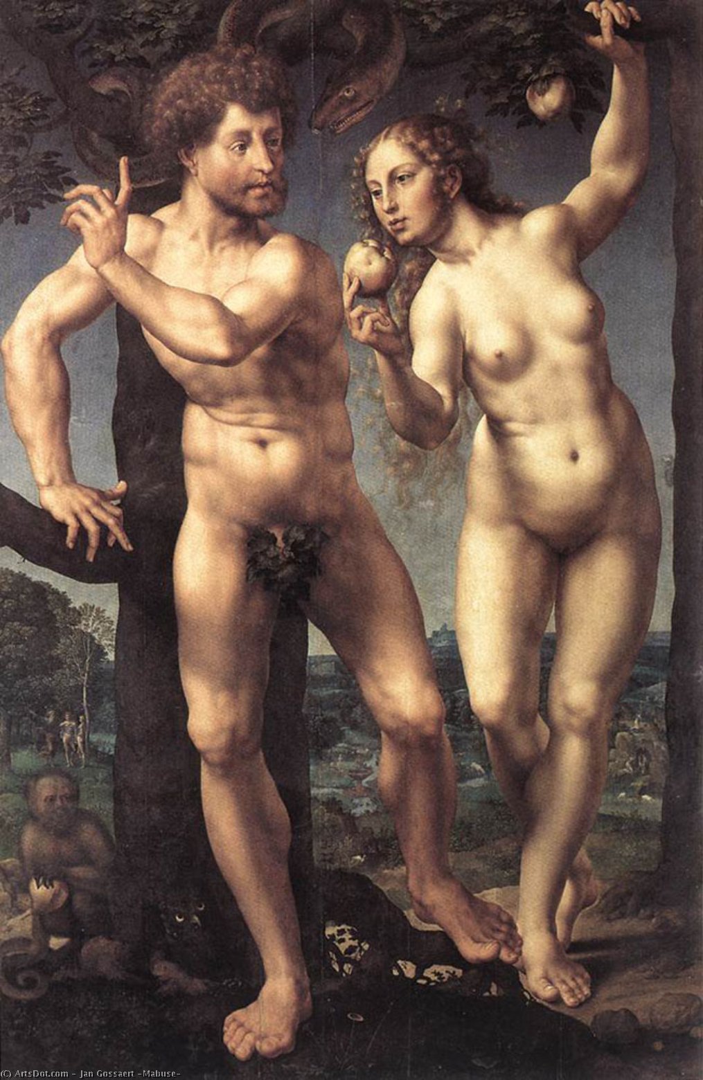 WikiOO.org - Encyclopedia of Fine Arts - Festés, Grafika Jan Gossaert (Mabuse) - Adam and Eve
