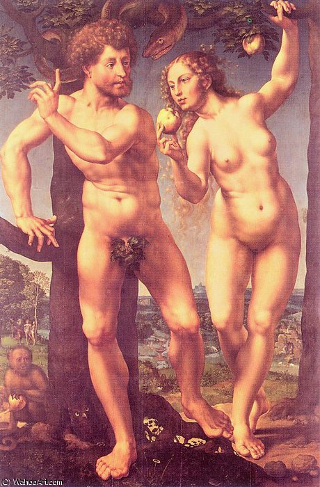 Wikioo.org - The Encyclopedia of Fine Arts - Painting, Artwork by Jan Gossaert (Mabuse) - Adam and Eve in Paradise