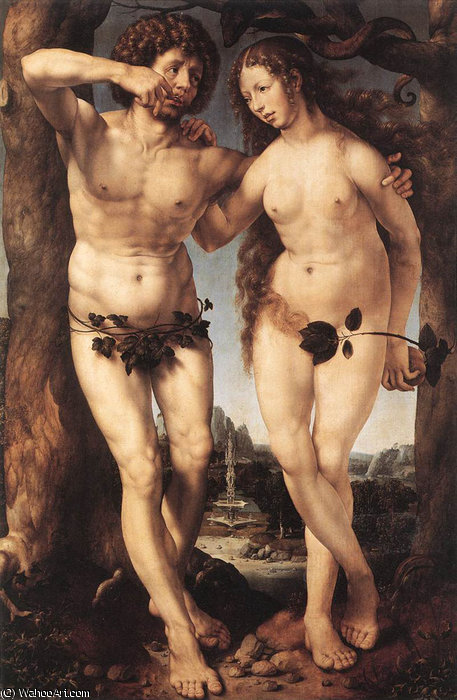 Wikioo.org – La Enciclopedia de las Bellas Artes - Pintura, Obras de arte de Jan Gossaert (Mabuse) - Adán y Eva