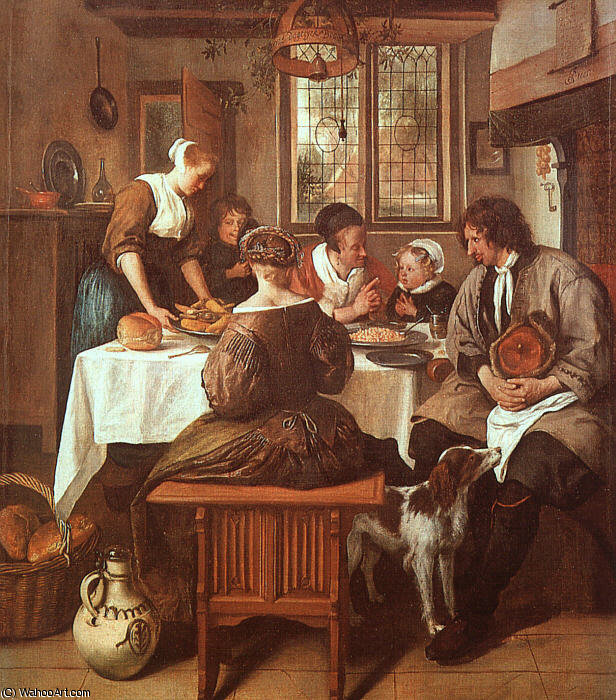 WikiOO.org - Encyclopedia of Fine Arts - Maalaus, taideteos Jan Steen - Grace before Meat, Belvoir Castle, Leicestershire.