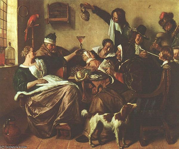 Wikioo.org - The Encyclopedia of Fine Arts - Painting, Artwork by Jan Steen - The Artist's Family - oil on canvas