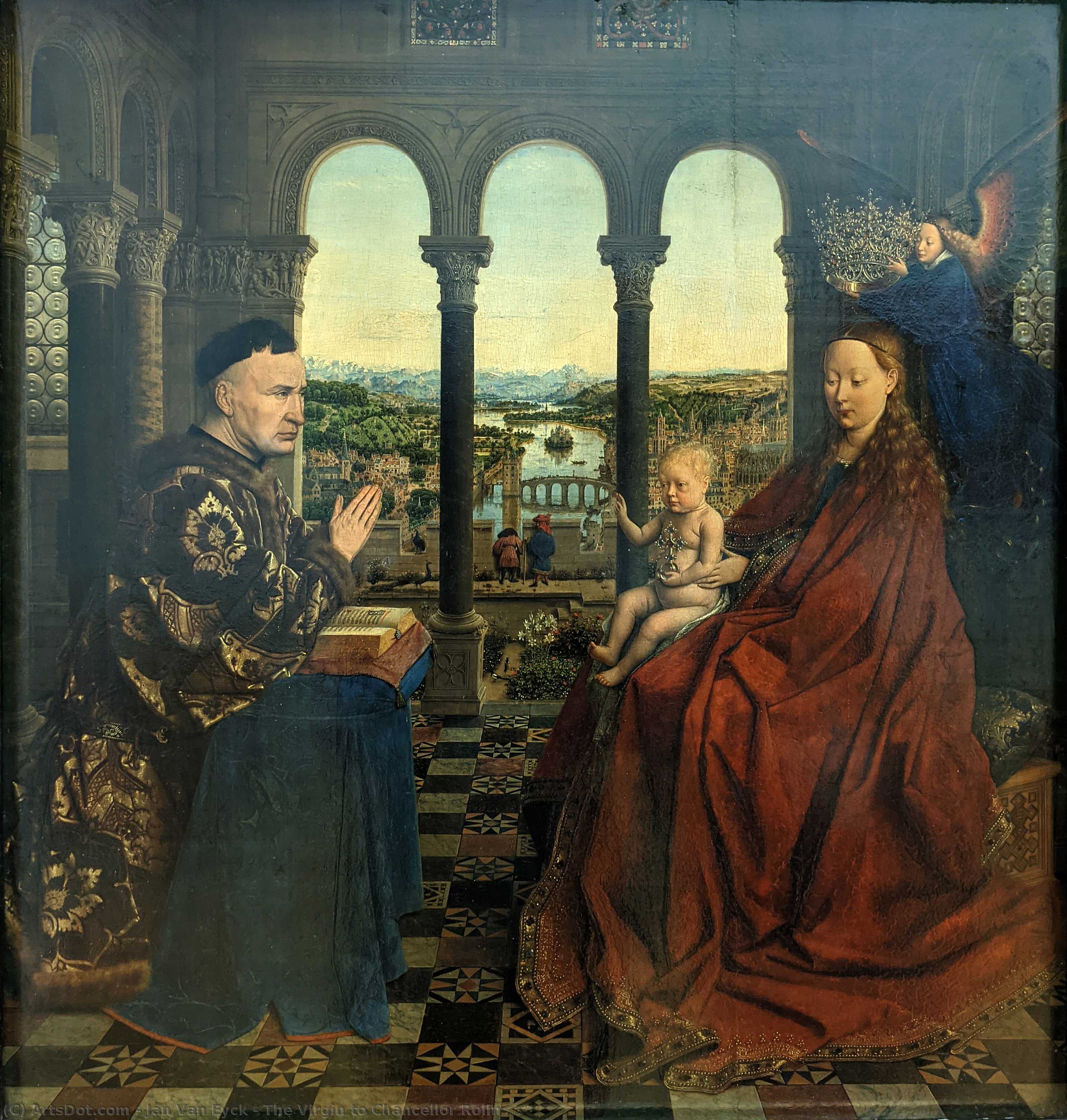 Wikioo.org - สารานุกรมวิจิตรศิลป์ - จิตรกรรม Jan Van Eyck - La Vierge au chancelier Rolin