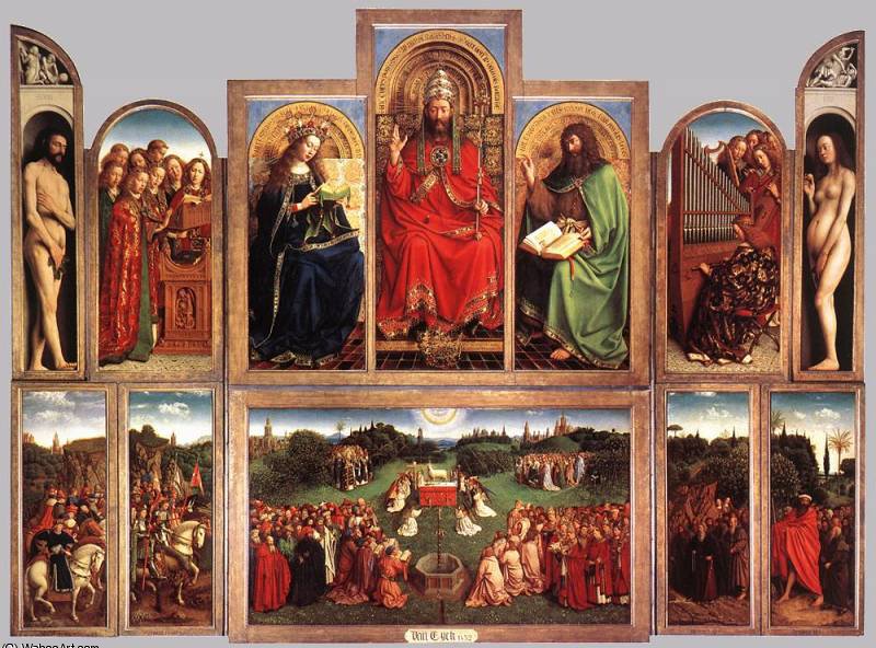 Wikioo.org - The Encyclopedia of Fine Arts - Painting, Artwork by Jan Van Eyck - The Ghent Altarpiece (wings open)