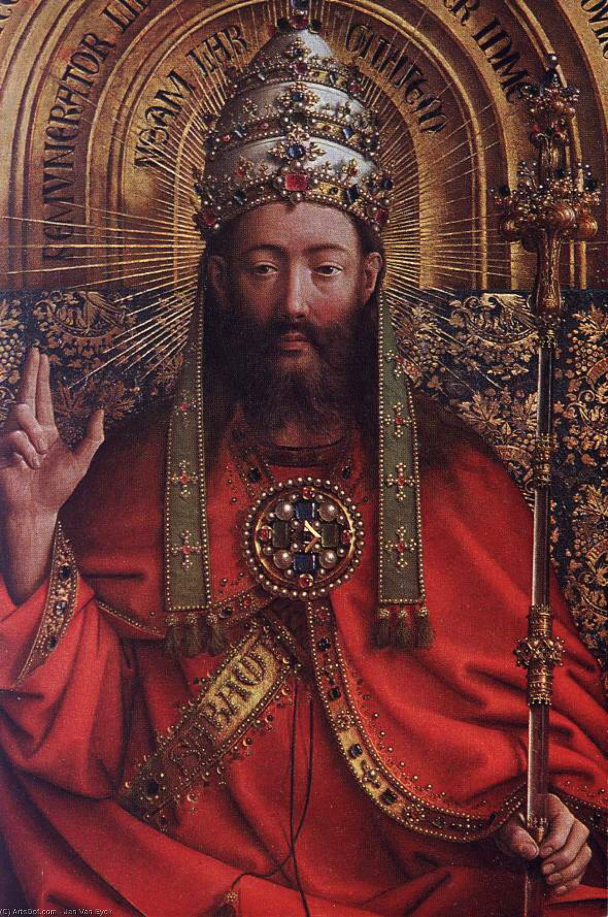 Wikioo.org - The Encyclopedia of Fine Arts - Painting, Artwork by Jan Van Eyck - the ghent altarpiece god almighty (detail)