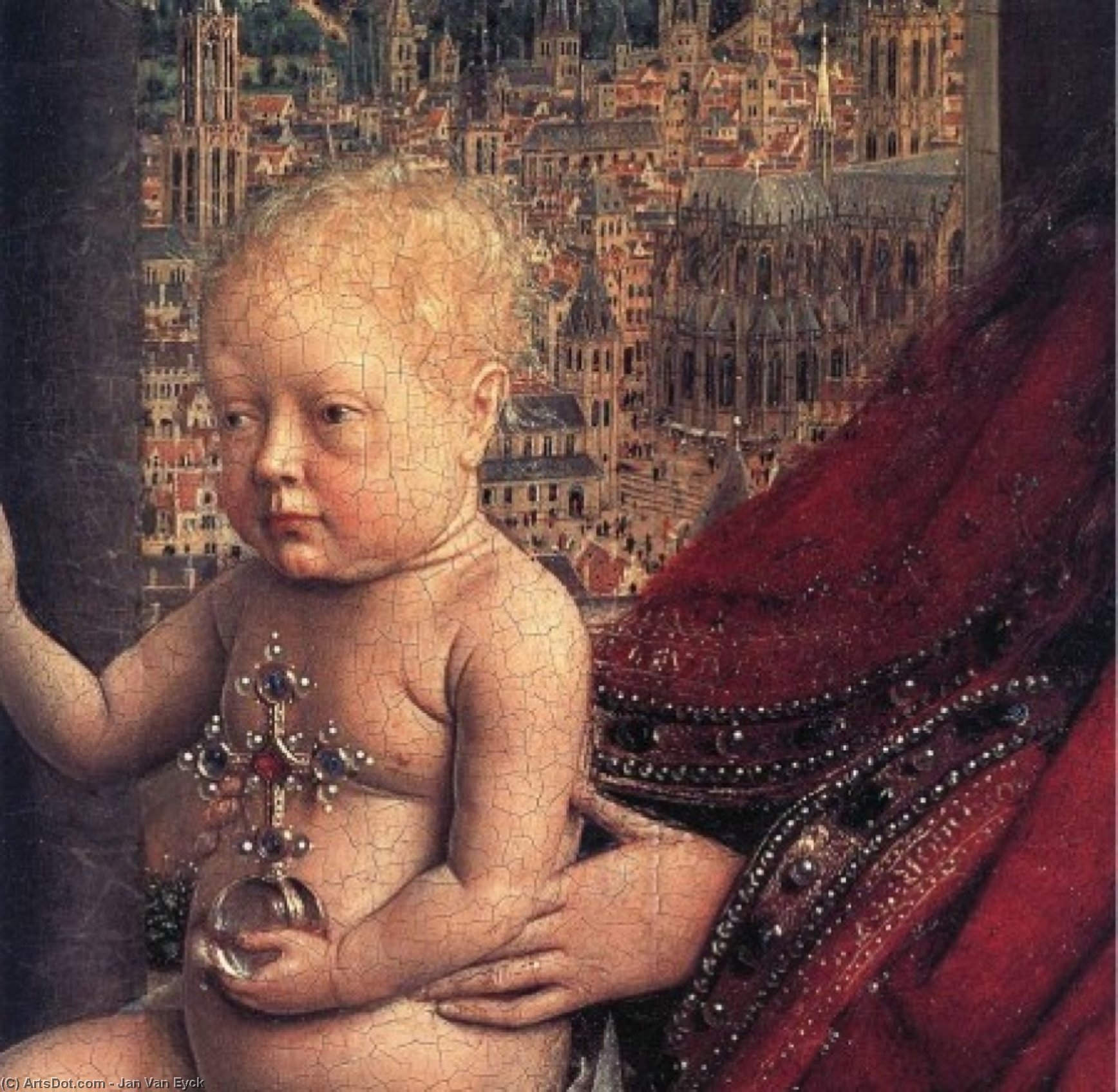 Wikioo.org - สารานุกรมวิจิตรศิลป์ - จิตรกรรม Jan Van Eyck - The Virgin of Chancellor Rolin (detail - )