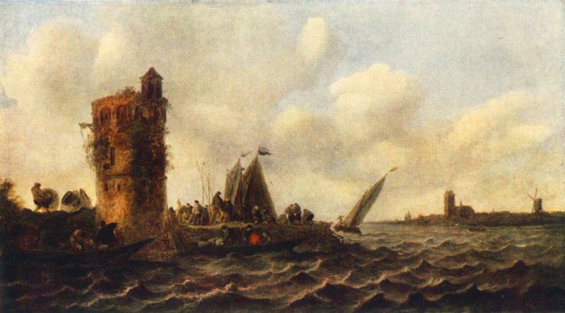 Wikioo.org - สารานุกรมวิจิตรศิลป์ - จิตรกรรม Jan Van Goyen - A View on the Maas near Dordrecht