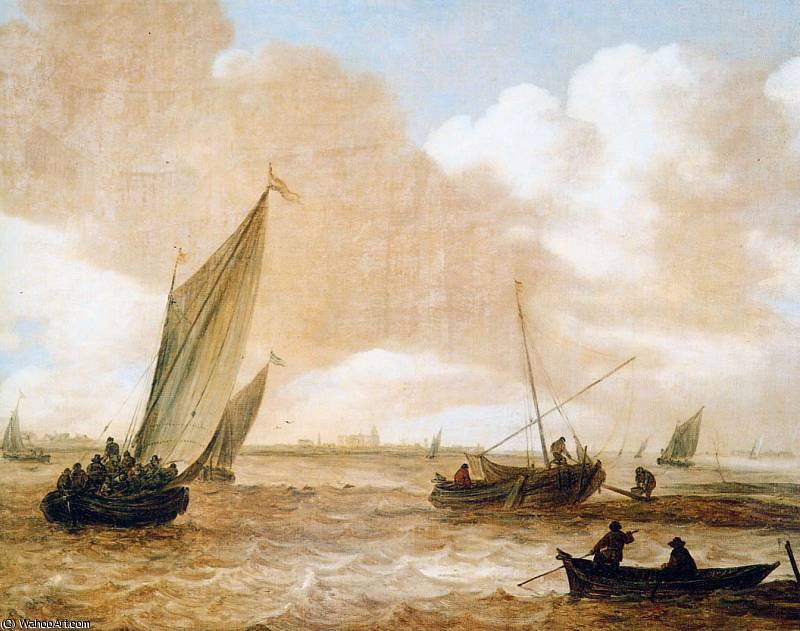 Wikioo.org - The Encyclopedia of Fine Arts - Painting, Artwork by Jan Van Goyen - riverscape sun