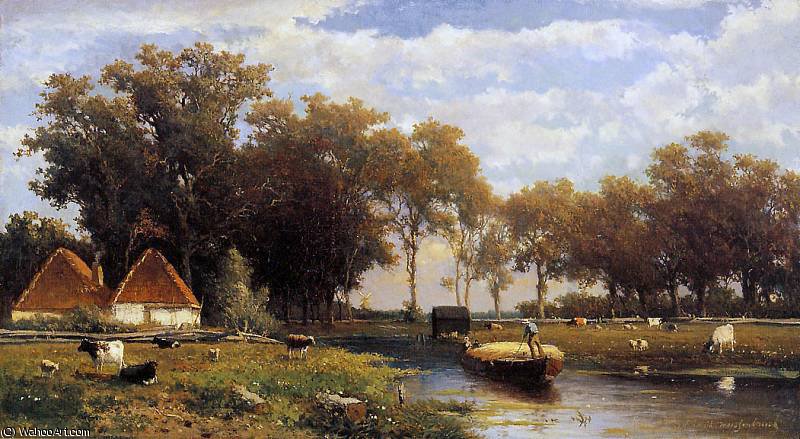 Wikioo.org - The Encyclopedia of Fine Arts - Painting, Artwork by Jan Weissenbruch - Summer landscape Sun