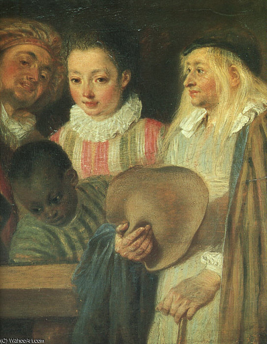 Wikioo.org - สารานุกรมวิจิตรศิลป์ - จิตรกรรม Jean Antoine Watteau - Actors from a French Theatre (detail)