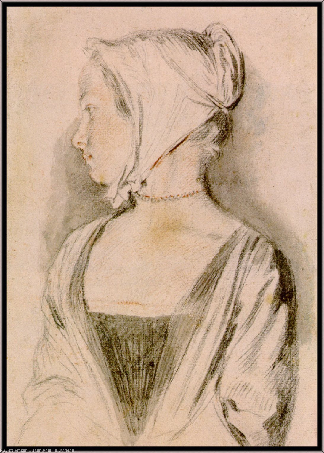 WikiOO.org - Encyclopedia of Fine Arts - Lukisan, Artwork Jean Antoine Watteau - Portrait of a Girl