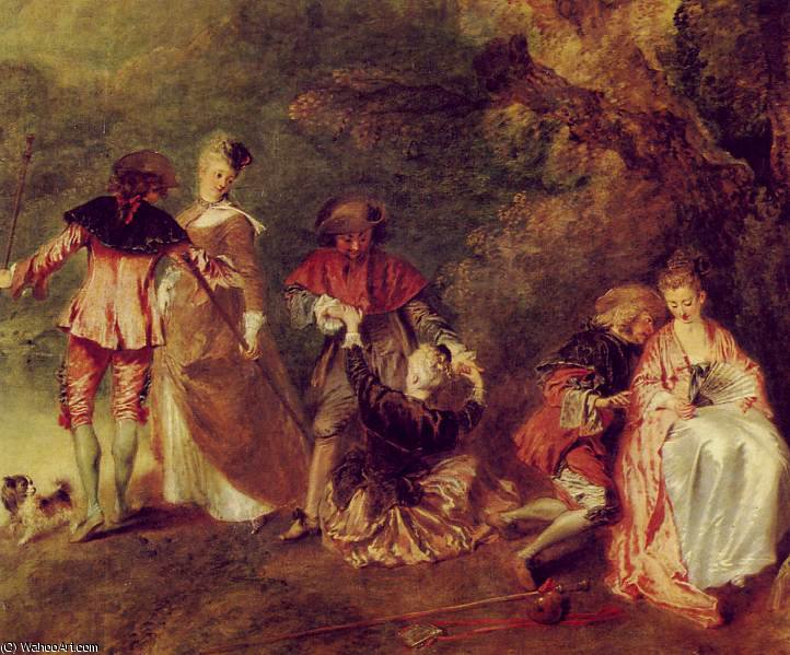 Wikioo.org – La Enciclopedia de las Bellas Artes - Pintura, Obras de arte de Jean Antoine Watteau - el embarque para citera ( detalle ) -