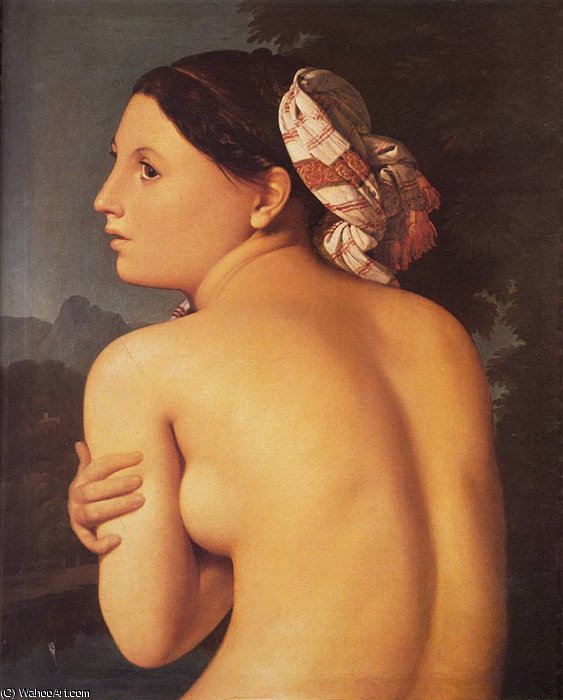 WikiOO.org – 美術百科全書 - 繪畫，作品 Jean Auguste Dominique Ingres - 入浴者的身影一半