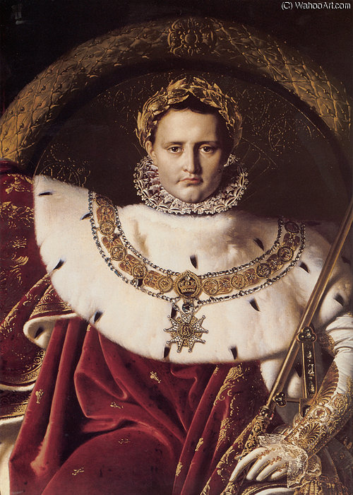 Wikioo.org - The Encyclopedia of Fine Arts - Painting, Artwork by Jean Auguste Dominique Ingres - Napoleon I on His Imperial Throne (detail)