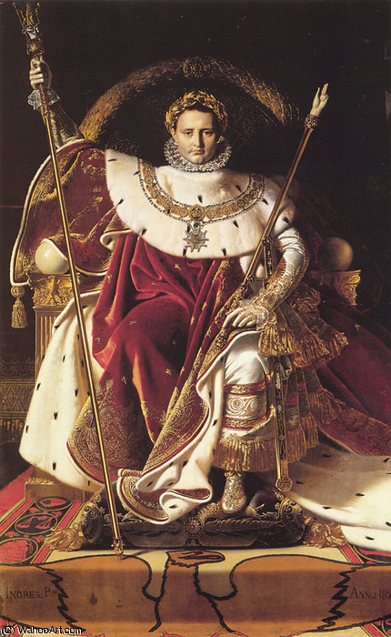 Wikioo.org - The Encyclopedia of Fine Arts - Painting, Artwork by Jean Auguste Dominique Ingres - Napoleon I on His Imperial Throne