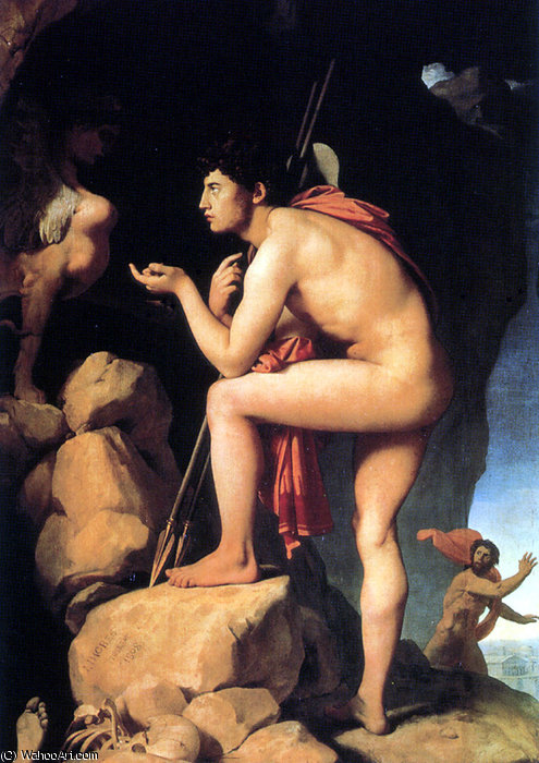 WikiOO.org - Εγκυκλοπαίδεια Καλών Τεχνών - Ζωγραφική, έργα τέχνης Jean Auguste Dominique Ingres - oedipus and the sphinx