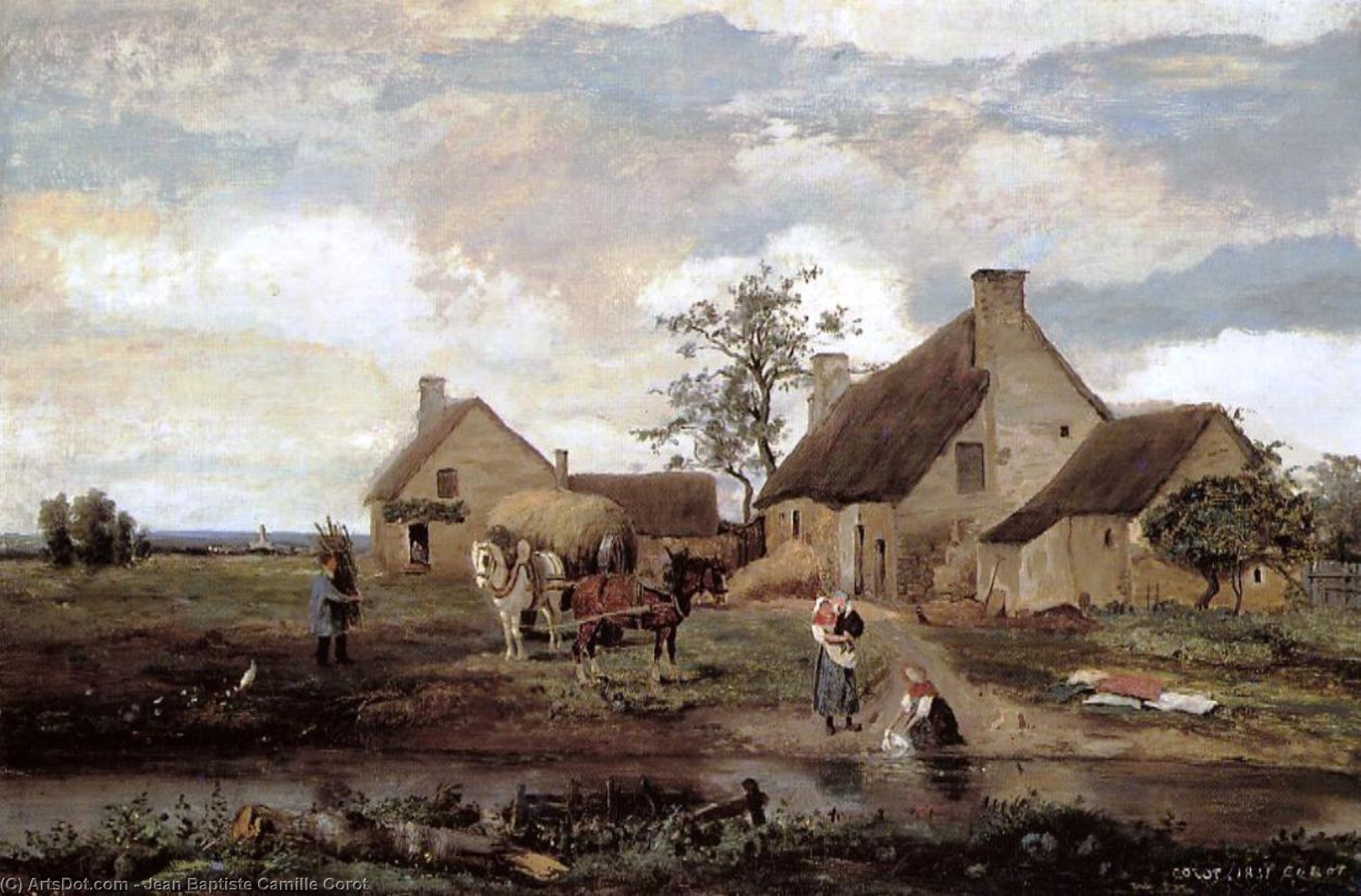 Wikioo.org - Encyklopedia Sztuk Pięknych - Malarstwo, Grafika Jean Baptiste Camille Corot - A Farm in the Nievre