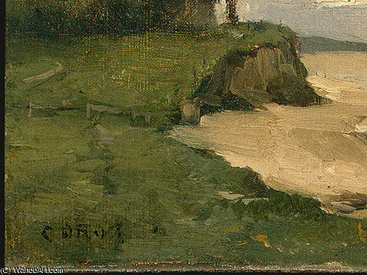 Wikioo.org - สารานุกรมวิจิตรศิลป์ - จิตรกรรม Jean Baptiste Camille Corot - Beach near Etretat (detail 1) -