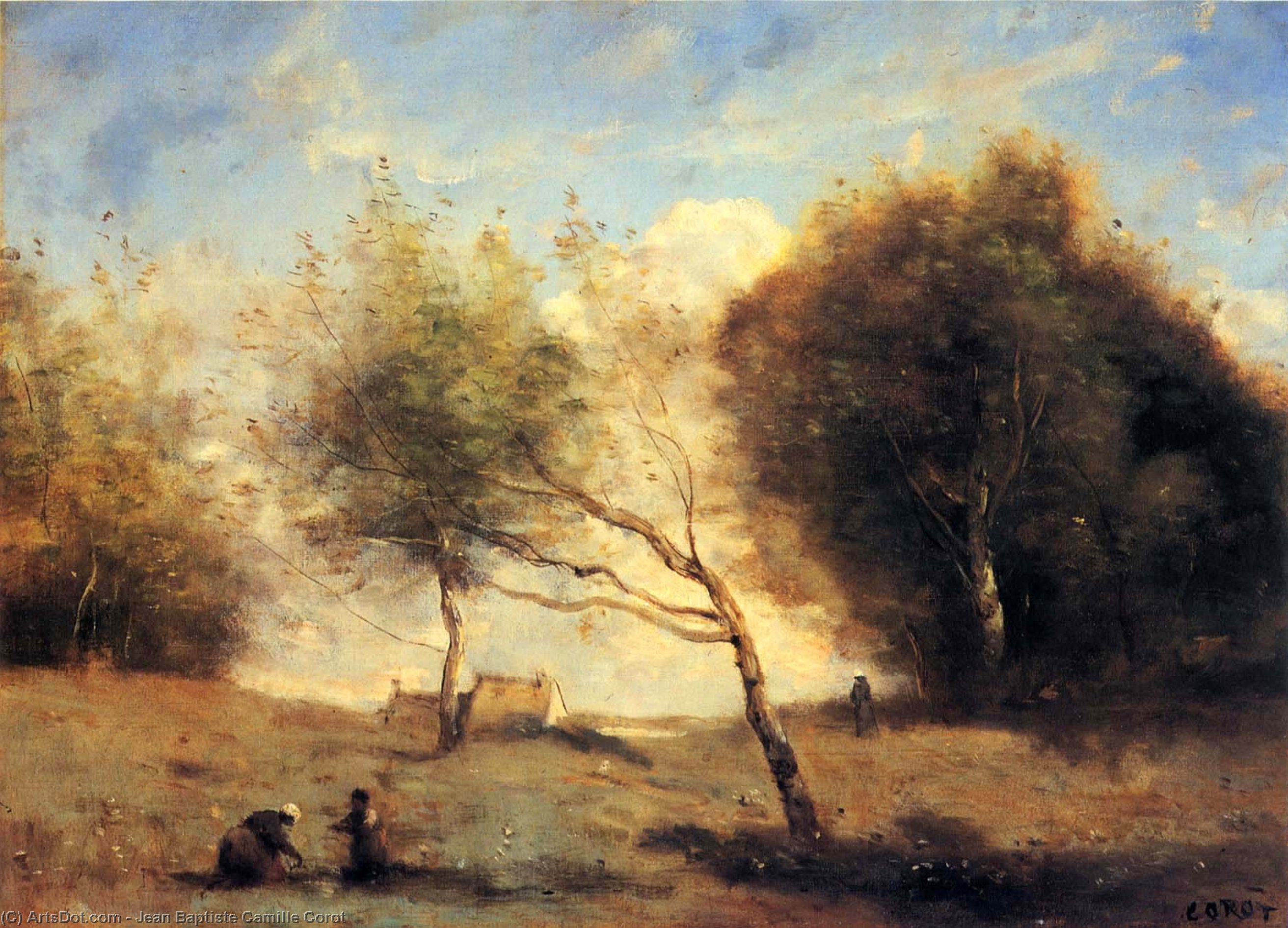 Wikioo.org - The Encyclopedia of Fine Arts - Painting, Artwork by Jean Baptiste Camille Corot - Coubron route Montante Sun