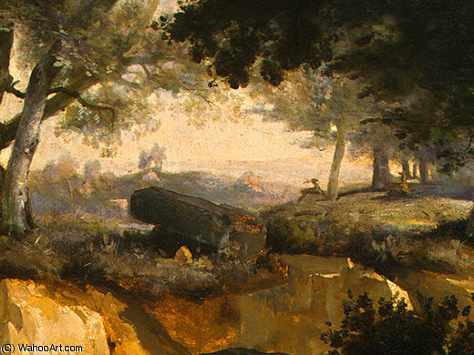 Wikoo.org - موسوعة الفنون الجميلة - اللوحة، العمل الفني Jean Baptiste Camille Corot - Forest of Fontainebleau (detail - )