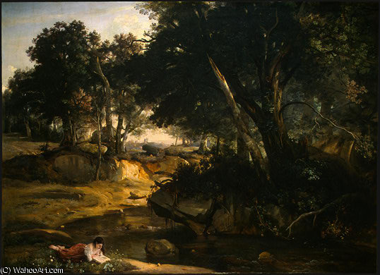 WikiOO.org - 백과 사전 - 회화, 삽화 Jean Baptiste Camille Corot - Forest of Fontainebleau