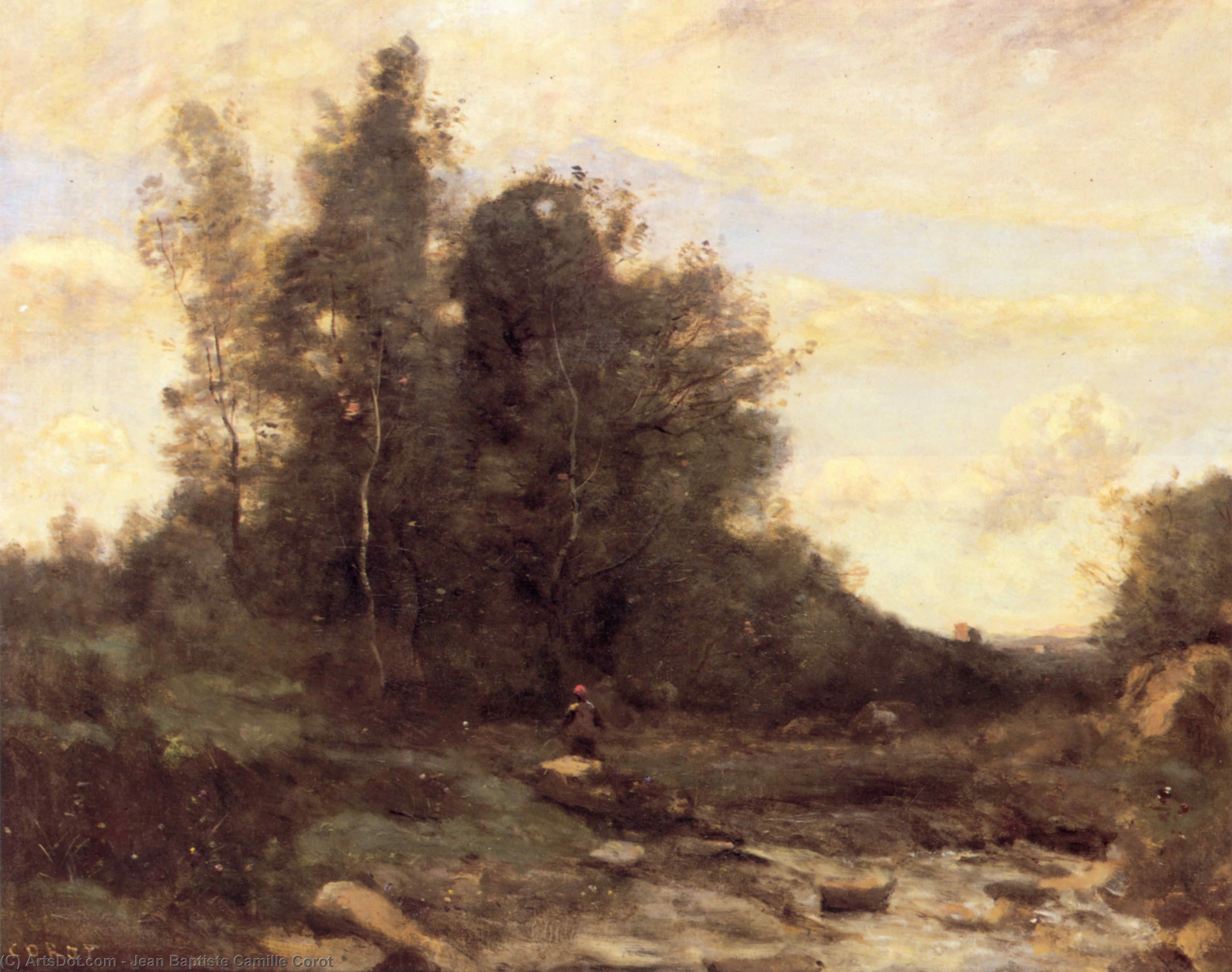 Wikioo.org - The Encyclopedia of Fine Arts - Painting, Artwork by Jean Baptiste Camille Corot - Le torrent pierreaux