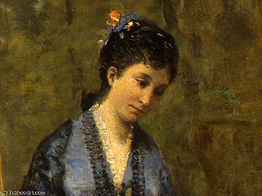 Wikioo.org - The Encyclopedia of Fine Arts - Painting, Artwork by Jean Baptiste Camille Corot - Madame Stumpf and Her Daughter (detail - )