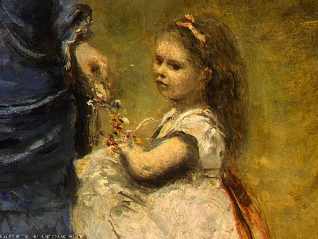 WikiOO.org - Enciklopedija dailės - Tapyba, meno kuriniai Jean Baptiste Camille Corot - Madame Stumpf and Her Daughter (detail - )