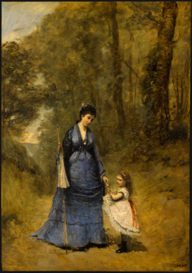 WikiOO.org - 백과 사전 - 회화, 삽화 Jean Baptiste Camille Corot - Madame Stumpf and Her Daughter