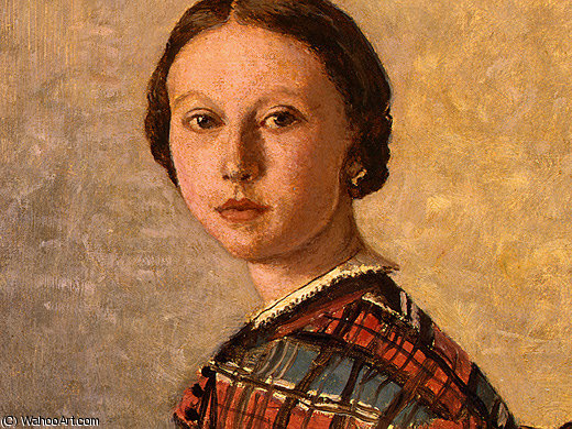 Wikioo.org - The Encyclopedia of Fine Arts - Painting, Artwork by Jean Baptiste Camille Corot - Portrait of a Young Girl (detail 1 ) -