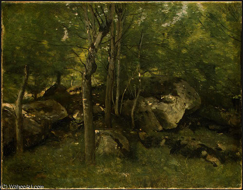 Wikioo.org - The Encyclopedia of Fine Arts - Painting, Artwork by Jean Baptiste Camille Corot - Rocks in the Forest of Fontainebleau