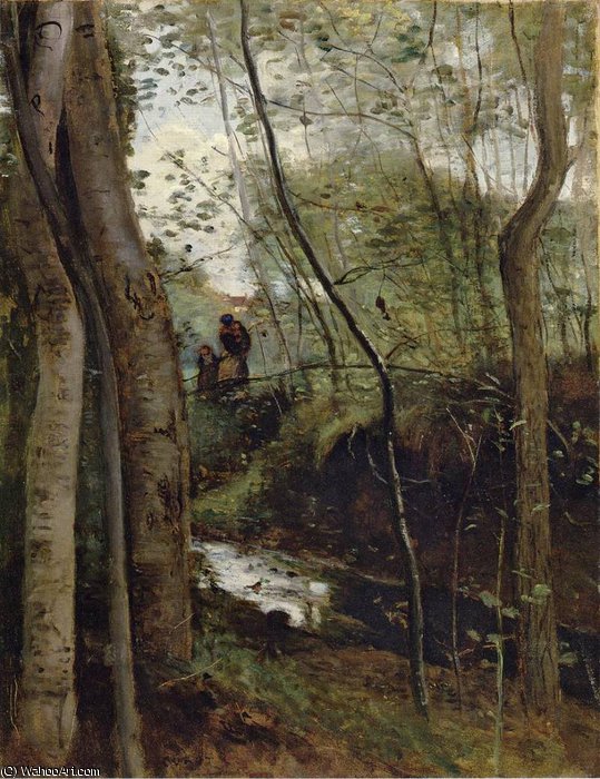 Wikioo.org - The Encyclopedia of Fine Arts - Painting, Artwork by Jean Baptiste Camille Corot - Stream in the Woods aka Un ruisseau sous bois