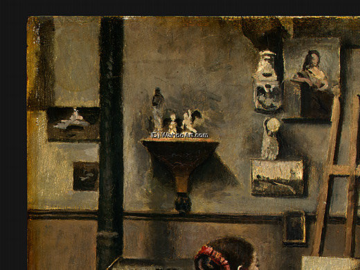 WikiOO.org - Encyclopedia of Fine Arts - Maleri, Artwork Jean Baptiste Camille Corot - the artist's studio (detail 1) -