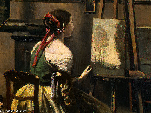 Wikioo.org - The Encyclopedia of Fine Arts - Painting, Artwork by Jean Baptiste Camille Corot - the artist's studio (detail - )