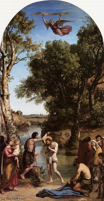 WikiOO.org - Encyclopedia of Fine Arts - Maalaus, taideteos Jean Baptiste Camille Corot - The Baptism of Christ
