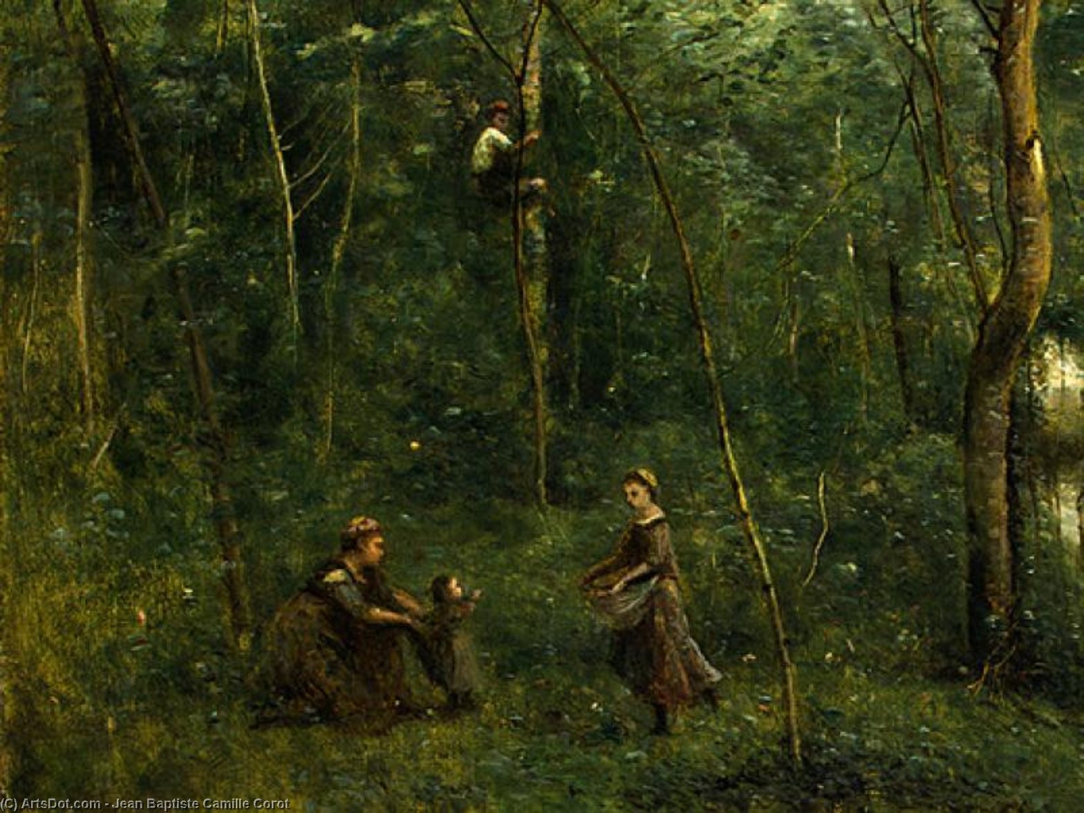 Wikioo.org - The Encyclopedia of Fine Arts - Painting, Artwork by Jean Baptiste Camille Corot - the eel gatherers (detail 1) -