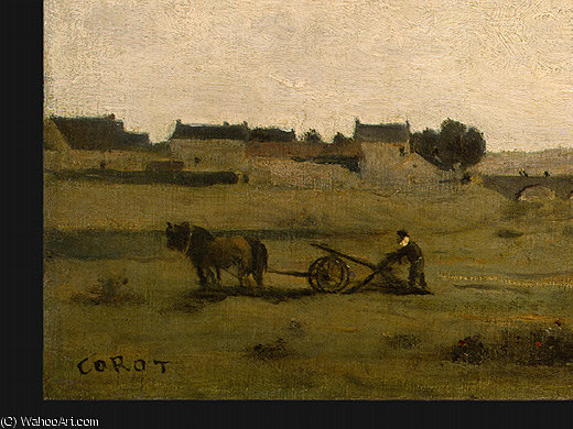 WikiOO.org - Εγκυκλοπαίδεια Καλών Τεχνών - Ζωγραφική, έργα τέχνης Jean Baptiste Camille Corot - View near Epernon (detail 1) -