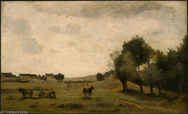 WikiOO.org - Encyclopedia of Fine Arts - Maleri, Artwork Jean Baptiste Camille Corot - View near Epernon (detail - )