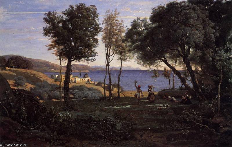 Wikoo.org - موسوعة الفنون الجميلة - اللوحة، العمل الفني Jean Baptiste Camille Corot - View near Naples