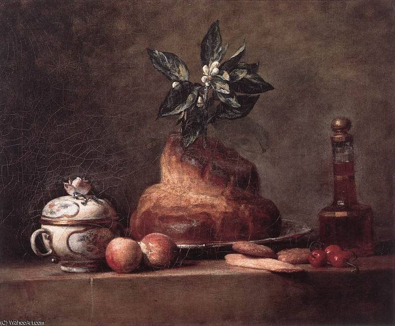 WikiOO.org – 美術百科全書 - 繪畫，作品 Jean-Baptiste Simeon Chardin - 奶油蛋卷香格里拉（蛋糕）