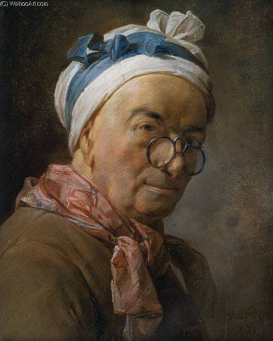WikiOO.org - Enciklopedija dailės - Tapyba, meno kuriniai Jean-Baptiste Simeon Chardin - Self portrait with glasses