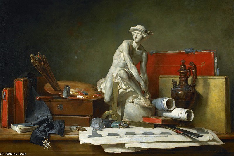 Wikioo.org - The Encyclopedia of Fine Arts - Painting, Artwork by Jean-Baptiste Simeon Chardin - The Attributes of the Arts and the Rewards Which Are Accorded Them