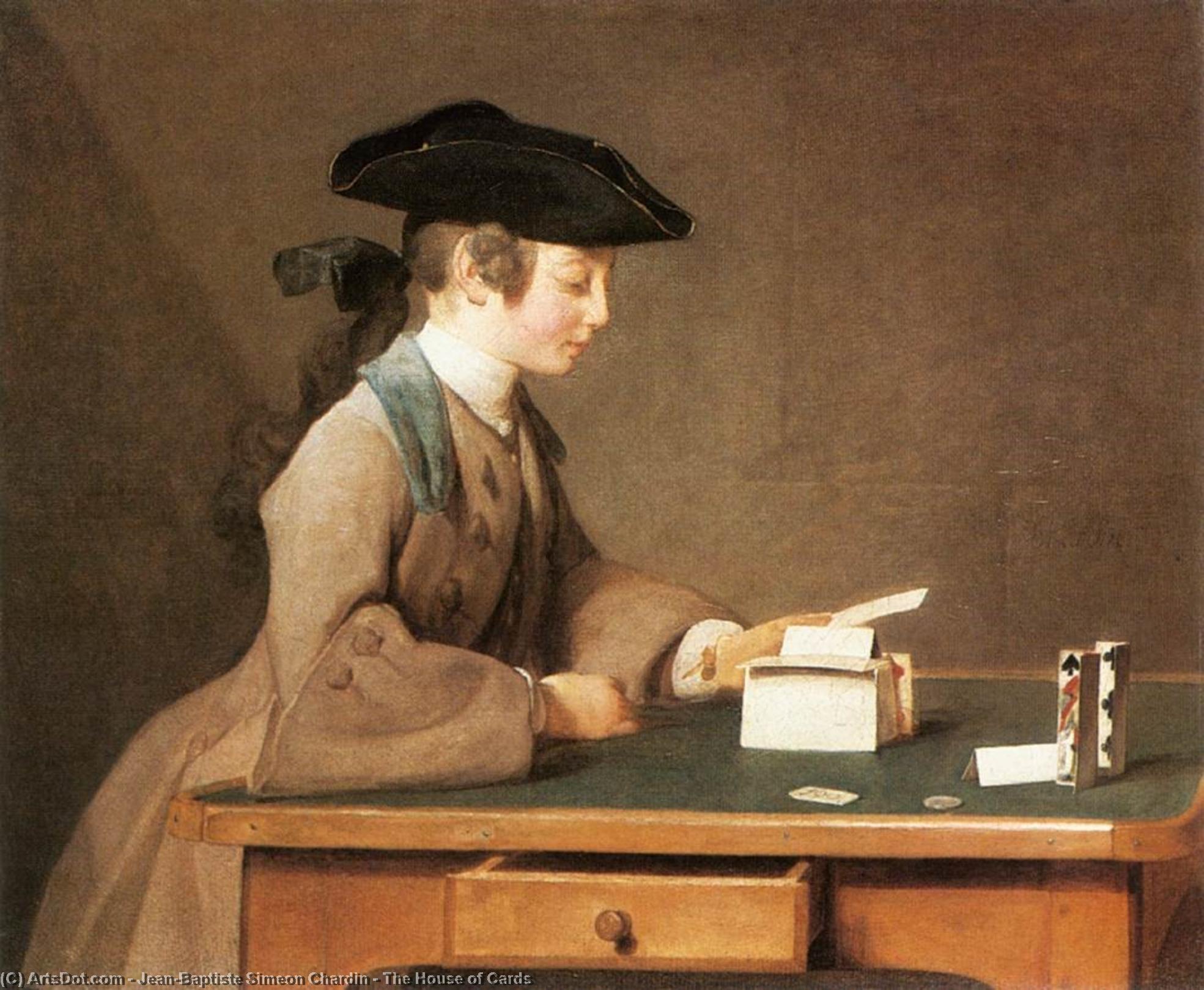 Wikioo.org - The Encyclopedia of Fine Arts - Painting, Artwork by Jean-Baptiste Simeon Chardin - The House of Cards