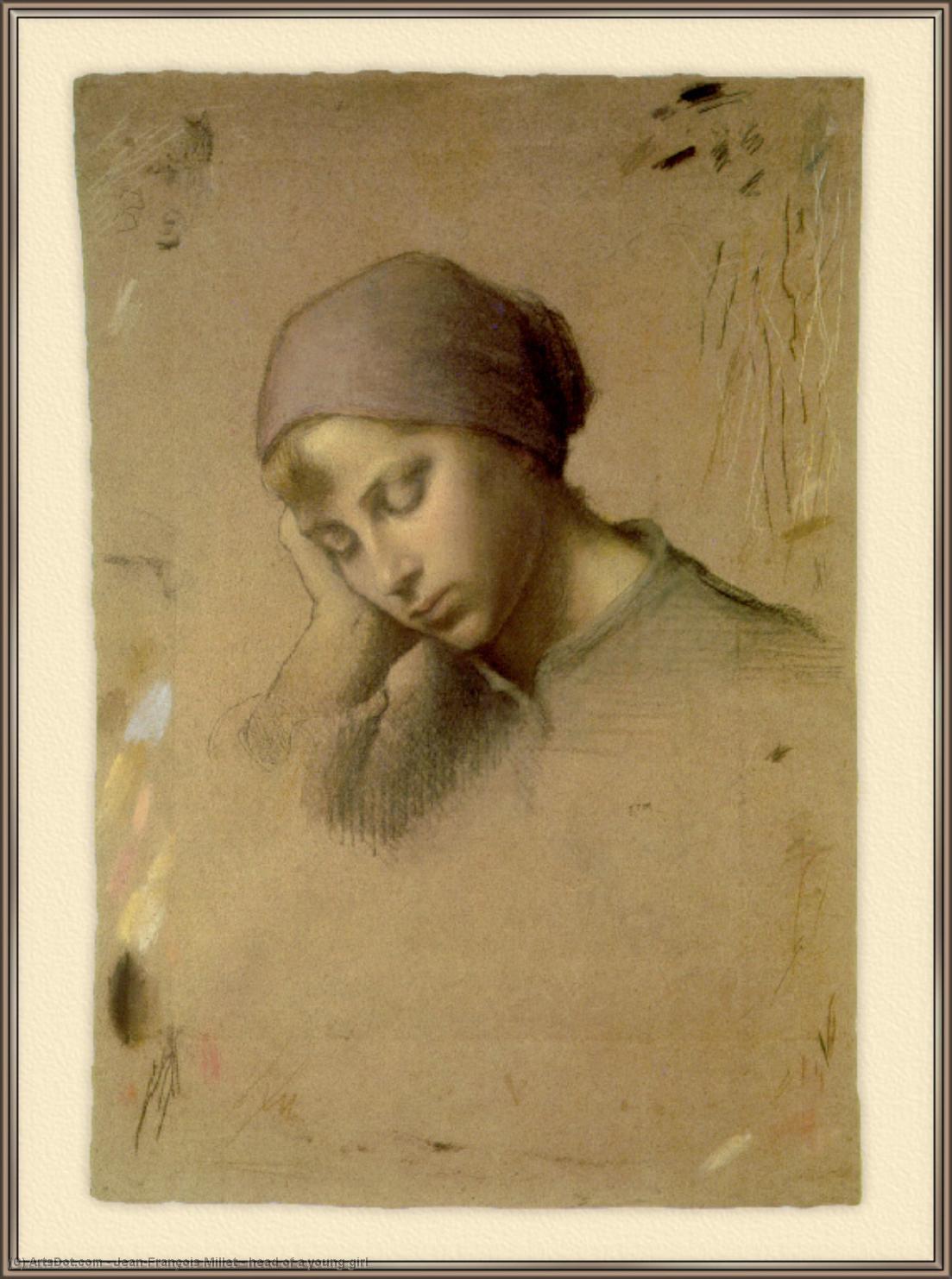 Wikioo.org - The Encyclopedia of Fine Arts - Painting, Artwork by Jean-François Millet - head of a young girl