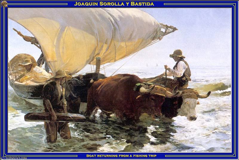 Wikioo.org - The Encyclopedia of Fine Arts - Painting, Artwork by Joaquin Sorolla Y Bastida - Boat returning from a fishing trip