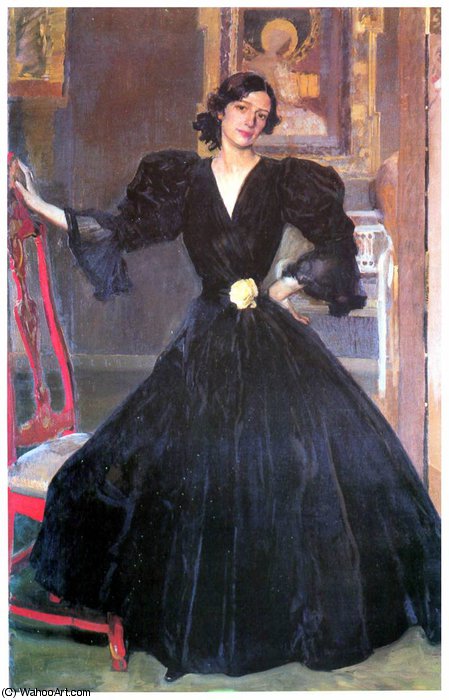 Wikioo.org – La Enciclopedia de las Bellas Artes - Pintura, Obras de arte de Joaquin Sorolla Y Bastida - Clotilde con traje negro