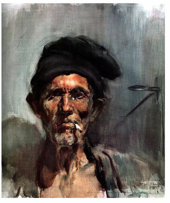 Wikioo.org - The Encyclopedia of Fine Arts - Painting, Artwork by Joaquin Sorolla Y Bastida - El viejo del cigarrillo