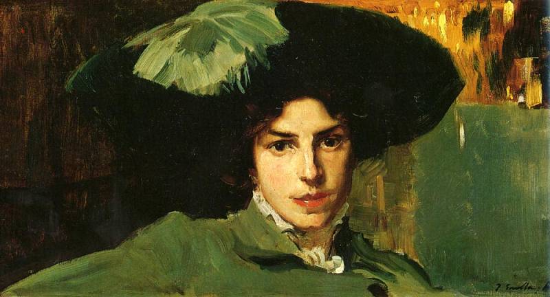 Wikioo.org – La Enciclopedia de las Bellas Artes - Pintura, Obras de arte de Joaquin Sorolla Y Bastida - maria con sombrero