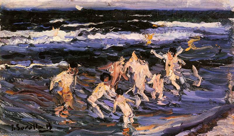 Wikioo.org – La Enciclopedia de las Bellas Artes - Pintura, Obras de arte de Joaquin Sorolla Y Bastida - ninos en el mar